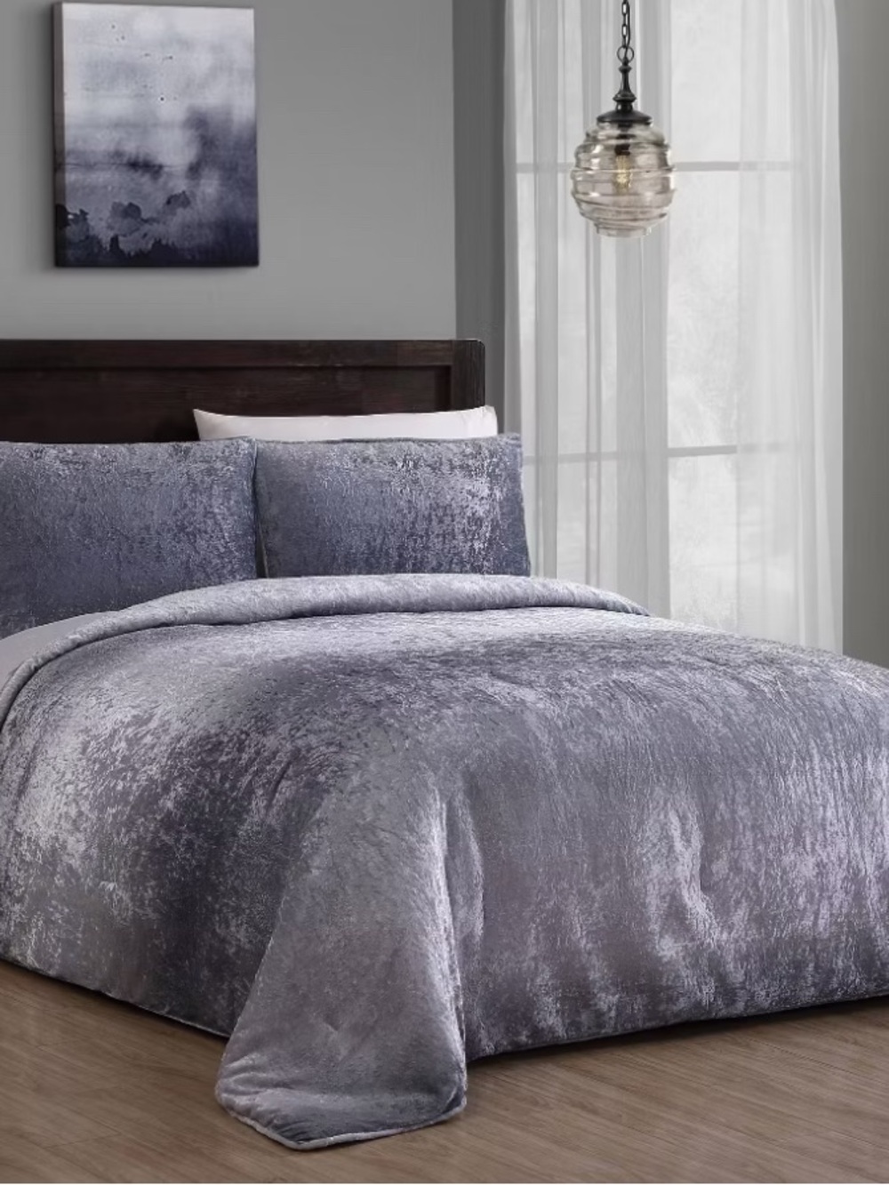 Plush Velvet Silver Comforter Set - Luxurious Soft Bedding